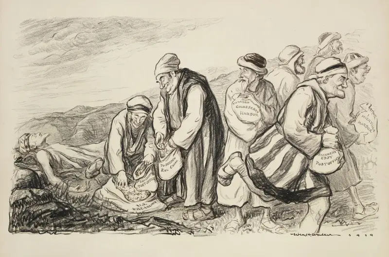 En man gick ner från Jerusalem till Jeriko och föll i händerna på rövare av William Henry Walker