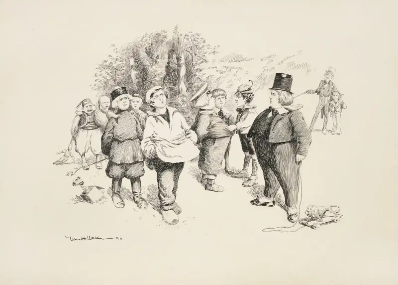 Eine Gruppe von Kindern, jedes aus einem anderen Land, streitet miteinander von William Henry Walker