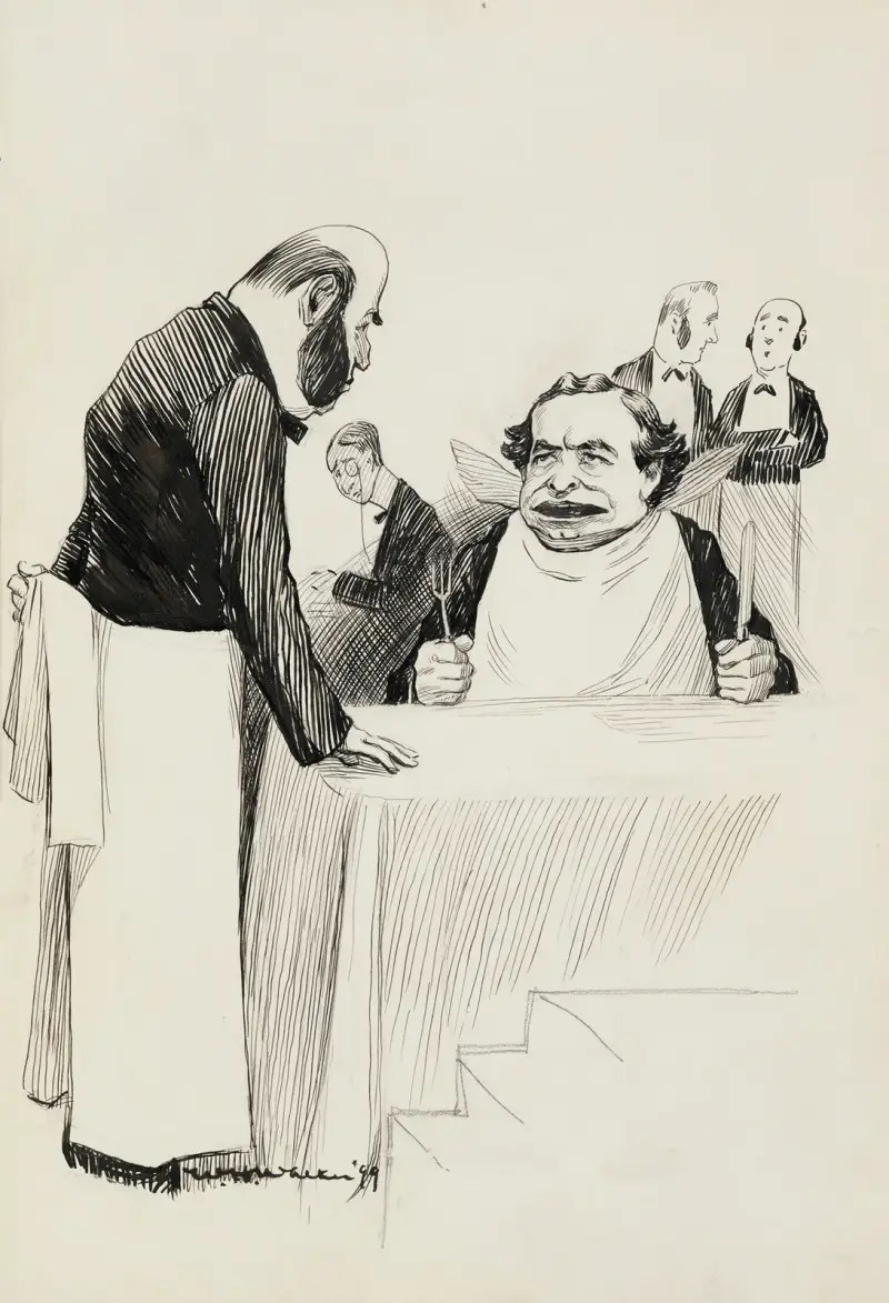 Ein Mann sitzt an einem Tisch in einem feinen Restaurant von William Henry Walker