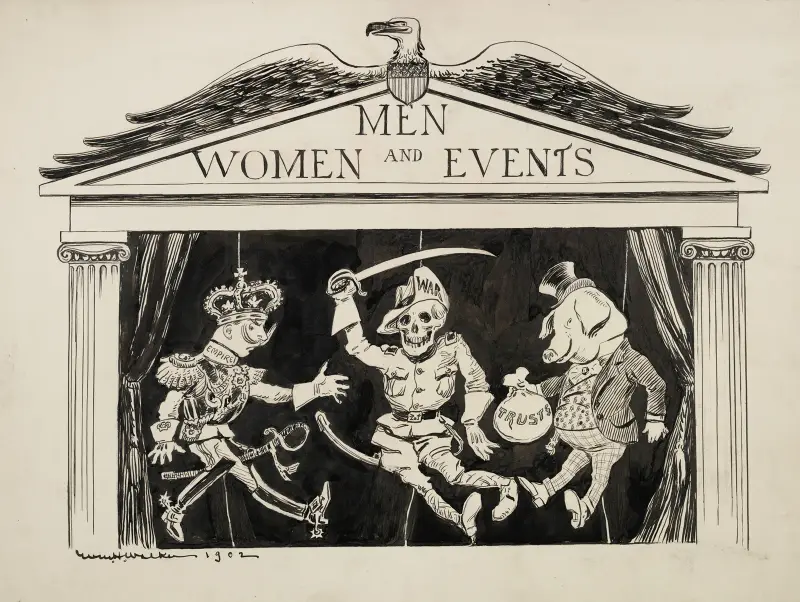 Ein Puppenspiel mit dem Titel 'Männer, Frauen und Ereignisse' von William Henry Walker