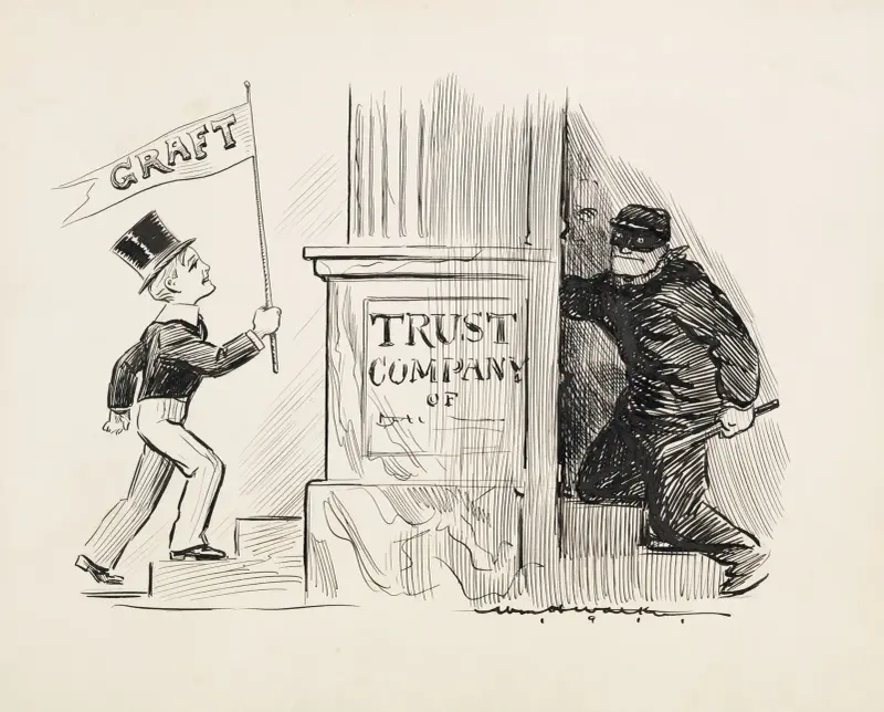 Ein Räuber bricht in die Rückseite eines Trust-Company-Gebäudes ein von William Henry Walker