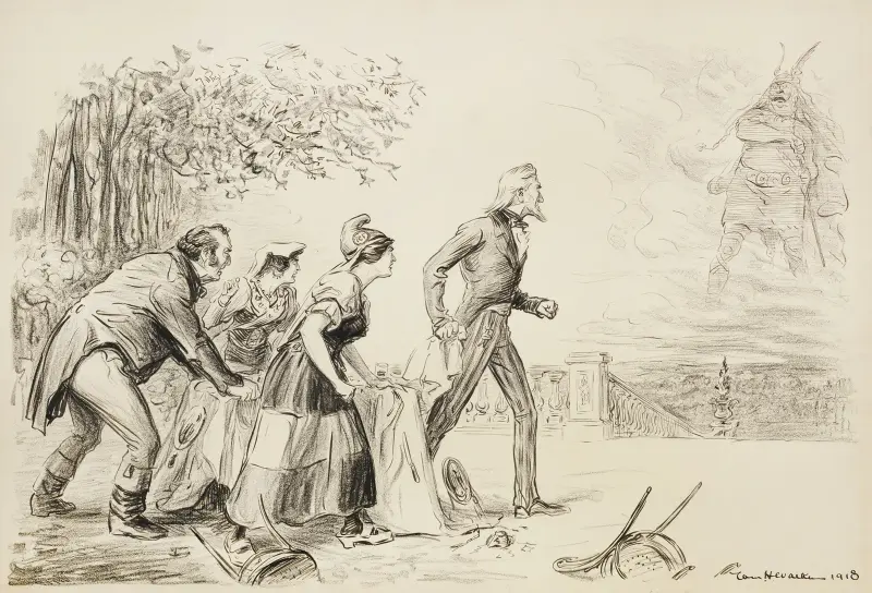 Cztery osoby przy stole na pięknej werandzie, William Henry Walker