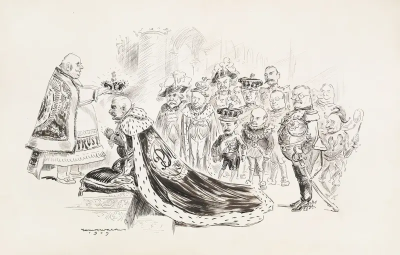 J. Pierpont Morgan kröns till kung av en man som representerar trusterna av William Henry Walker