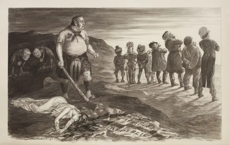 John Bull (Wielka Brytania) bije kobietę (Afryka Południowa), William Henry Walker