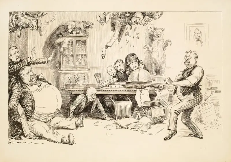 President Theodore Roosevelt i Vita huset, arg och redo att slåss av William Henry Walker