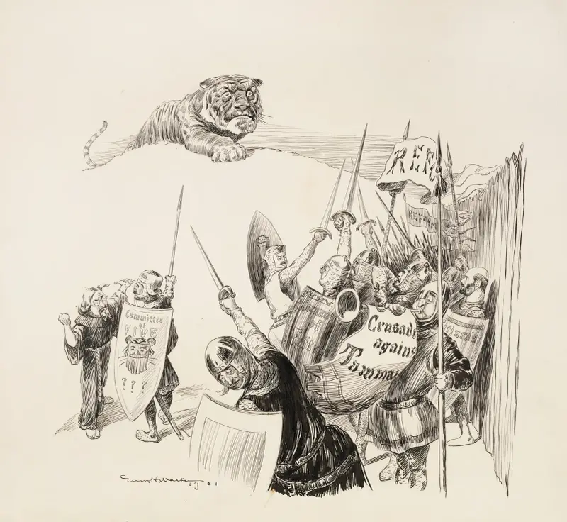 Der Ausschuss der Fünf und Bürger als Ritter auf einem Kreuzzug gegen Tammany von William Henry Walker