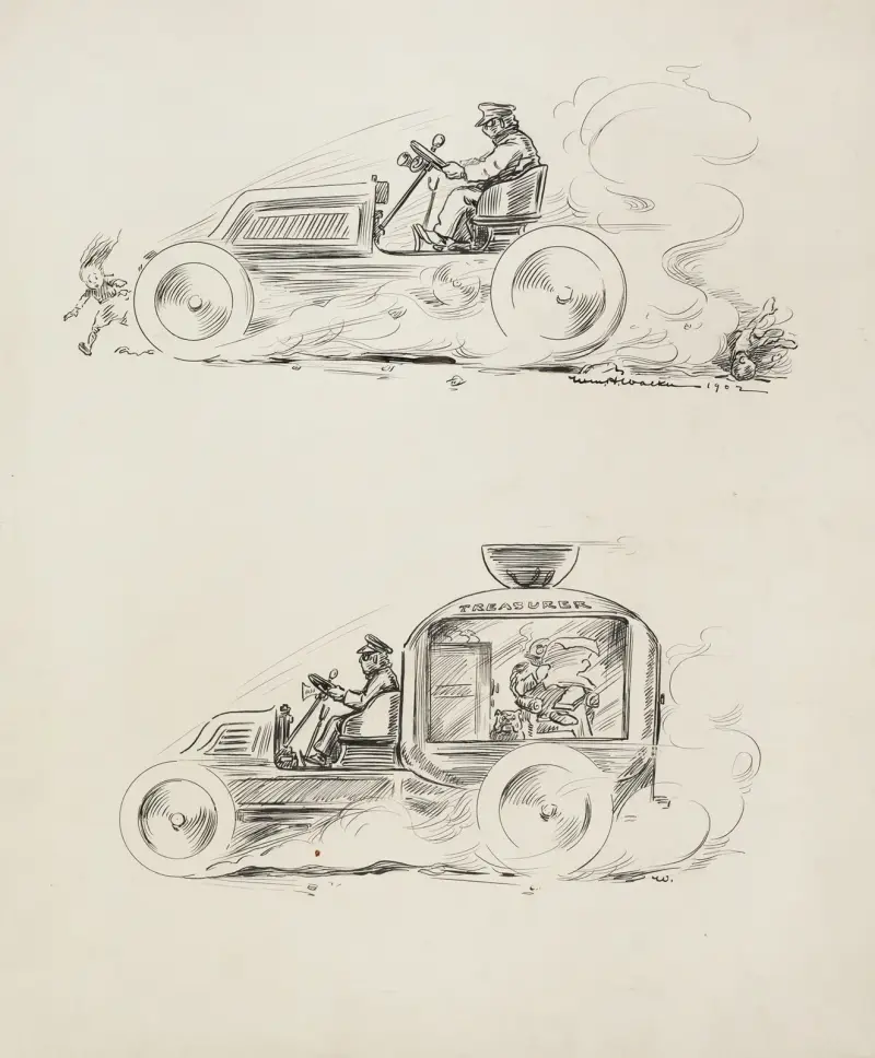 Zwei Bilder eines Fahrzeugs, gelenkt von demselben Mann von William Henry Walker
