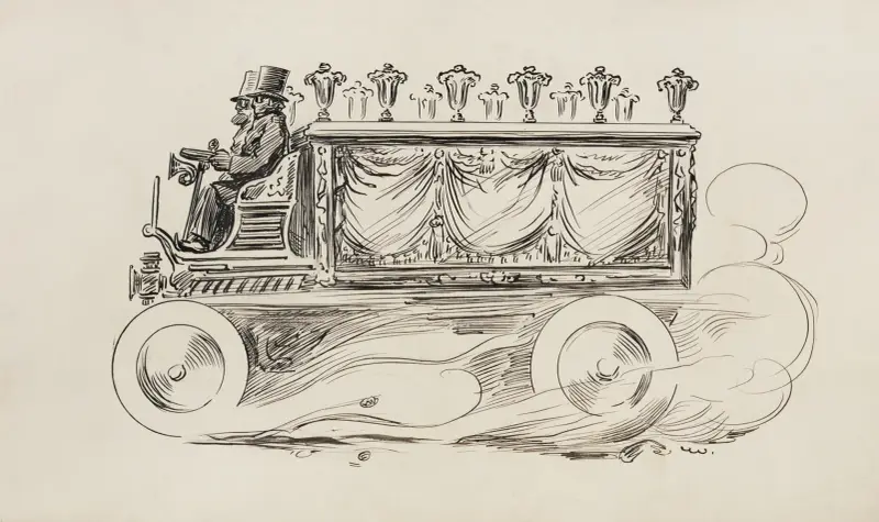Zwei Männer, die einen Leichenwagen lenken von William Henry Walker