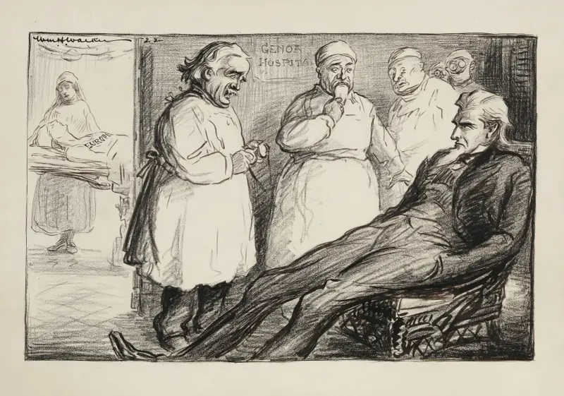 Onkel Sam i väntrummet på 'Genoa Hospital' av William Henry Walker