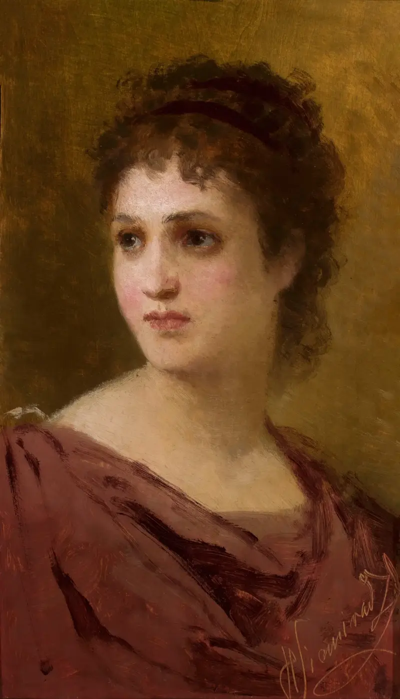 Head of a woman av Henryk Siemiradzki