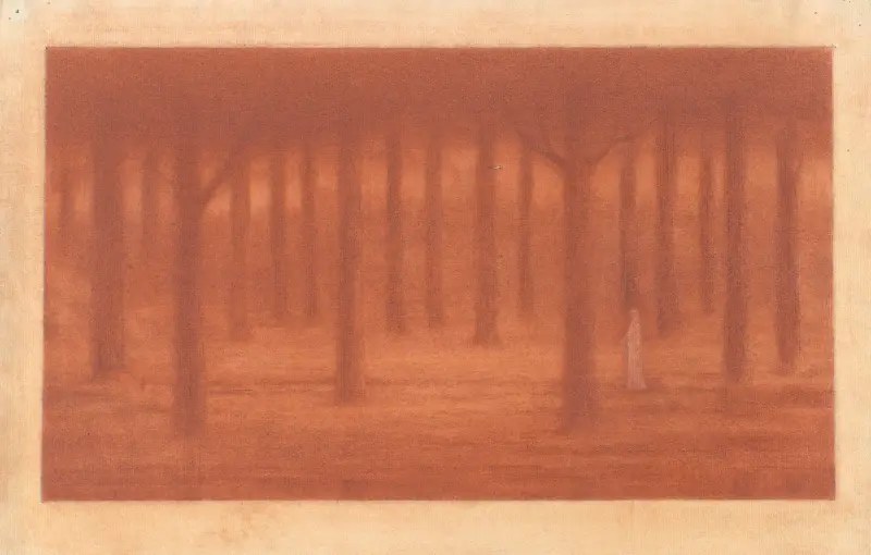Einsame Figur in einem Wald von Herbert Crowley