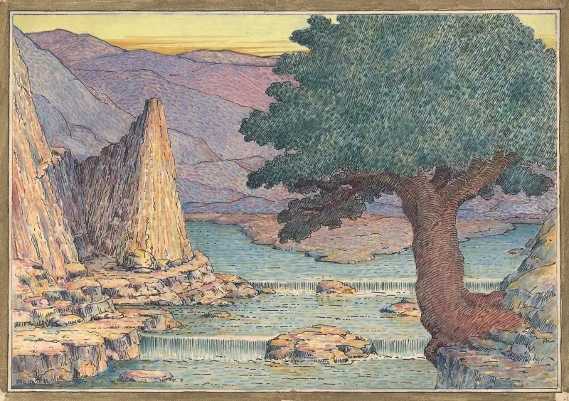 Krajobraz rzeczny z bystrzami, Herbert Crowley