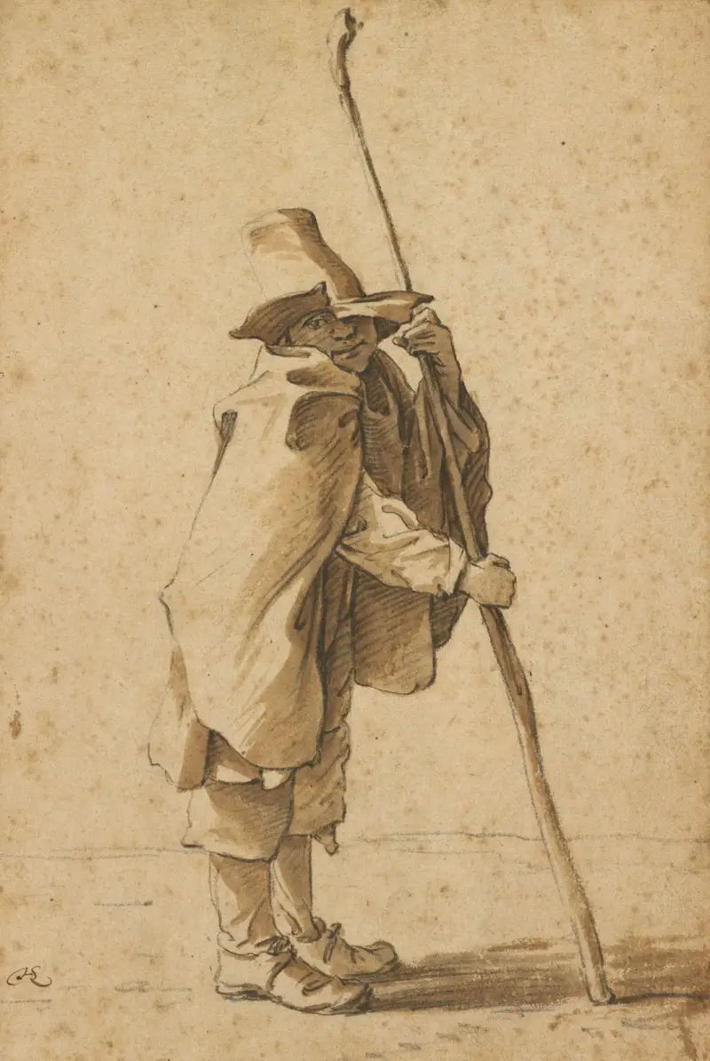 A Young Herdsman Leaning on his ‘Houlette’ av Herman Saftleven