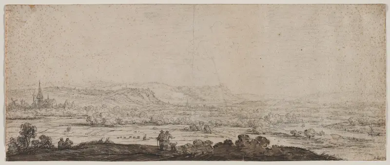 Landscape with the Village of Schenkenschanz, Gelderland av Herman Saftleven