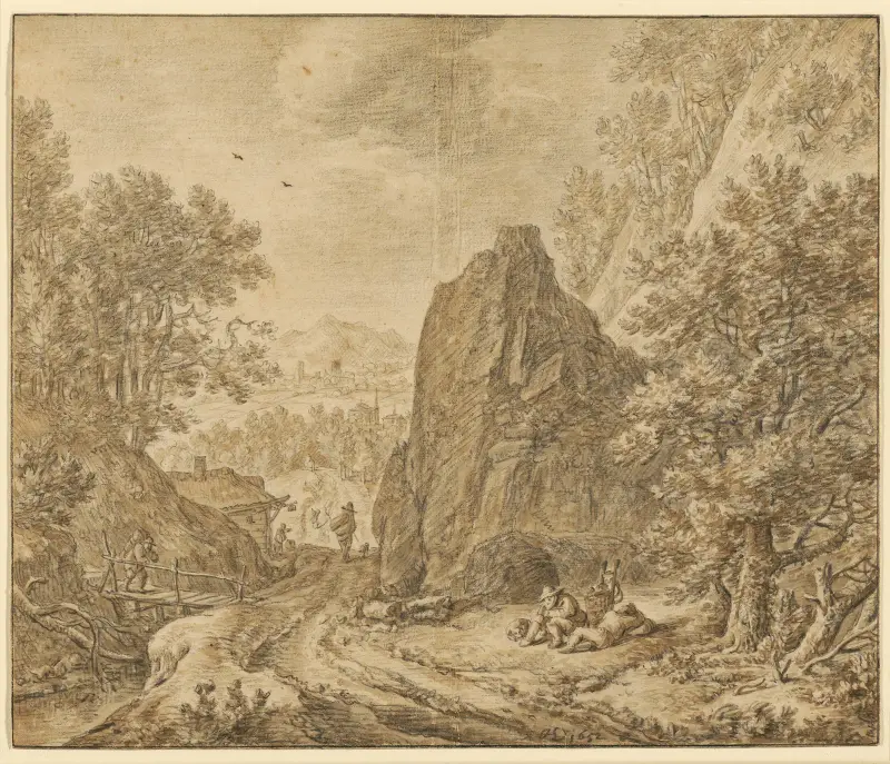 Berglandschaft mit Figuren von Herman Saftleven