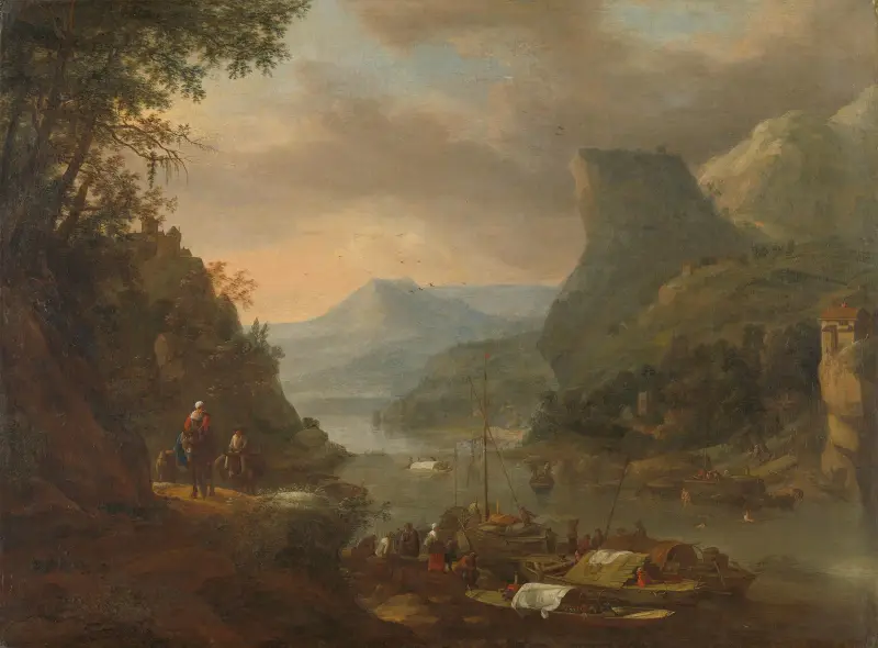 Riviergezicht in een bergachtige streek av Herman Saftleven