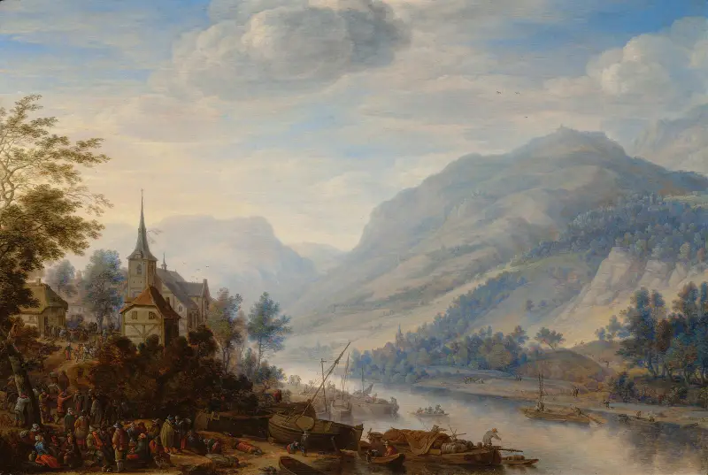 View of the Rhine at Reineck av Herman Saftleven