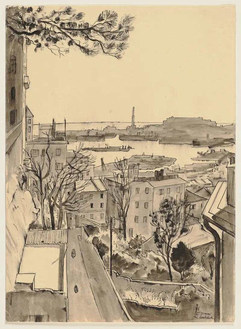 Vy från Castelletto mot Genua av Hermann Lismann