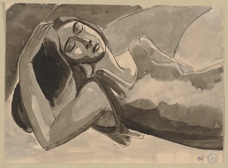 Reclined woman av Hermann Lismann