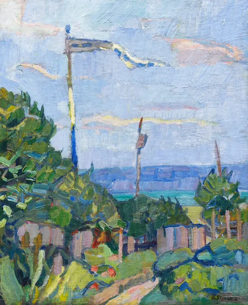 Garten mit Fahne von Hermann Stenner