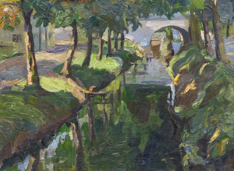 Mit Kastanien bestandener Kanal av Hermann Stenner