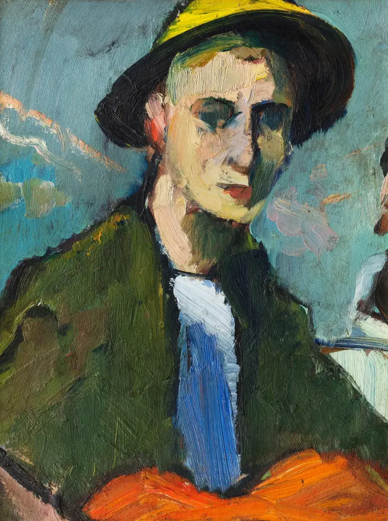 Selbstbildnis mit gelbem Hut von Hermann Stenner