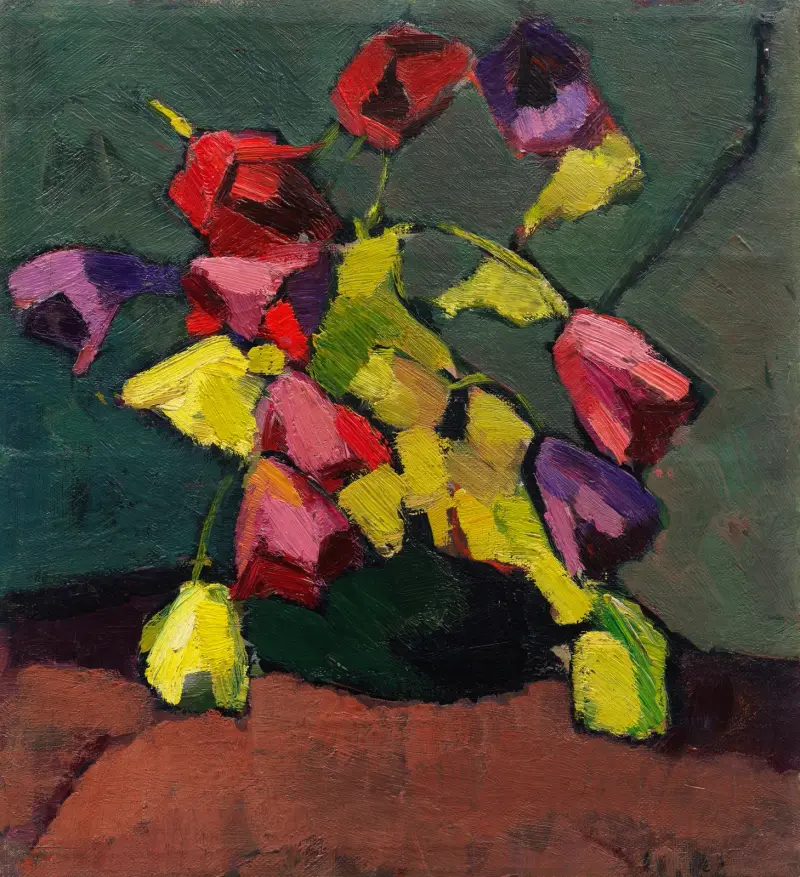 Tulipány v zelené váze, Hermann Stenner