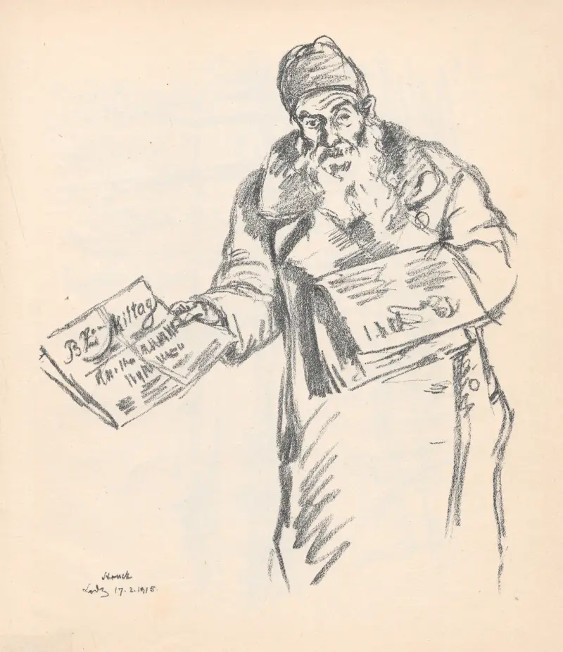 Gammal tidningsförsäljare i Łódź av Hermann Struck