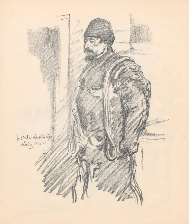 Lastträger in Lodz II av Hermann Struck