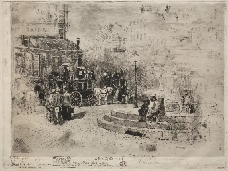 Place Pigalle 1878 av Félix Hilaire Buhot