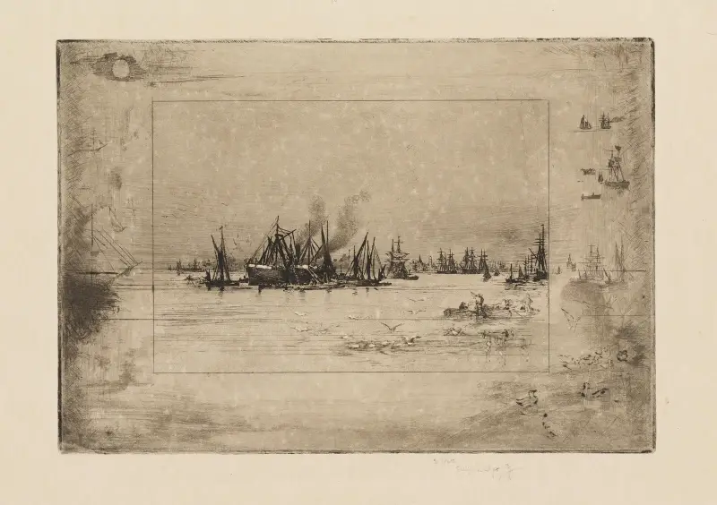Port with Seagulls av Félix Hilaire Buhot