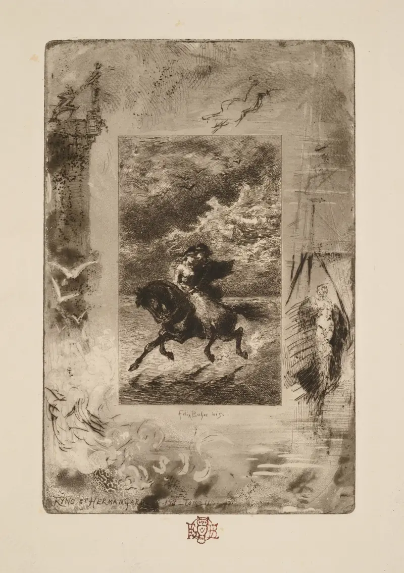 Ryno and Hermangarde, from An Old Mistress av Félix Hilaire Buhot