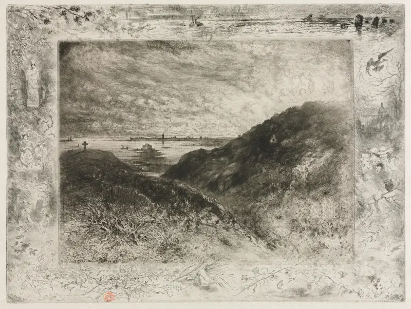 The Cliff, Bay of Saint Malo av Félix Hilaire Buhot