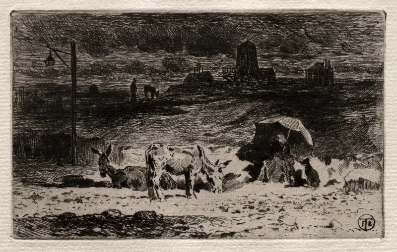 Die Esel auf dem Hügel von Cailles von Félix Hilaire Buhot