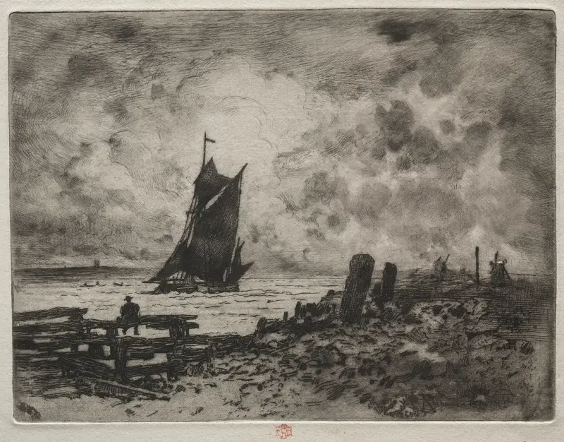 Den lilla sjömannen; Minne från Medway av Félix Hilaire Buhot