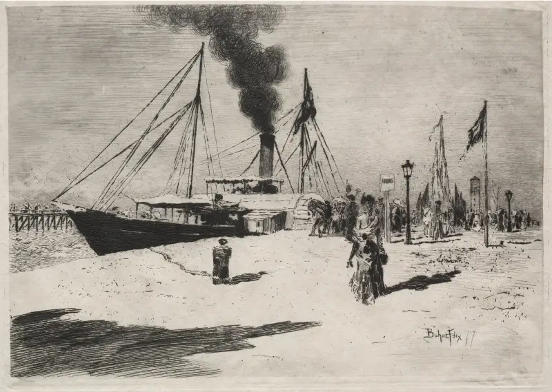 Kajen i Trouville av Félix Hilaire Buhot