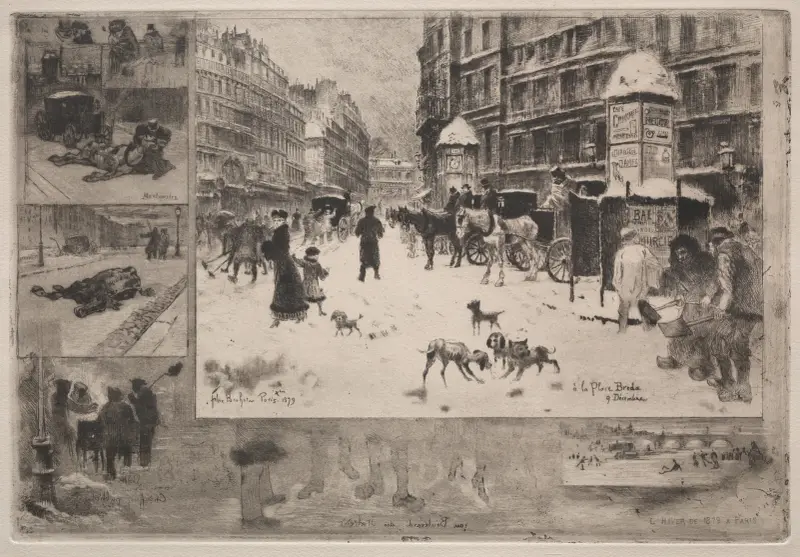 Vinter i Paris av Félix Hilaire Buhot