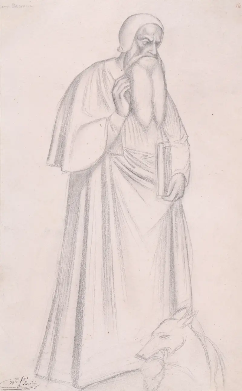 Figure Study after Andrea di Bonaiuto, S. Maria Novella, Florence av Jean-Hippolyte Flandrin