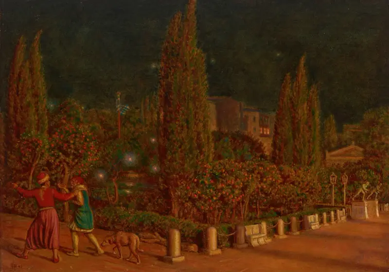 Piazza della Constituzione, Athens, by Night av William Holman Hunt