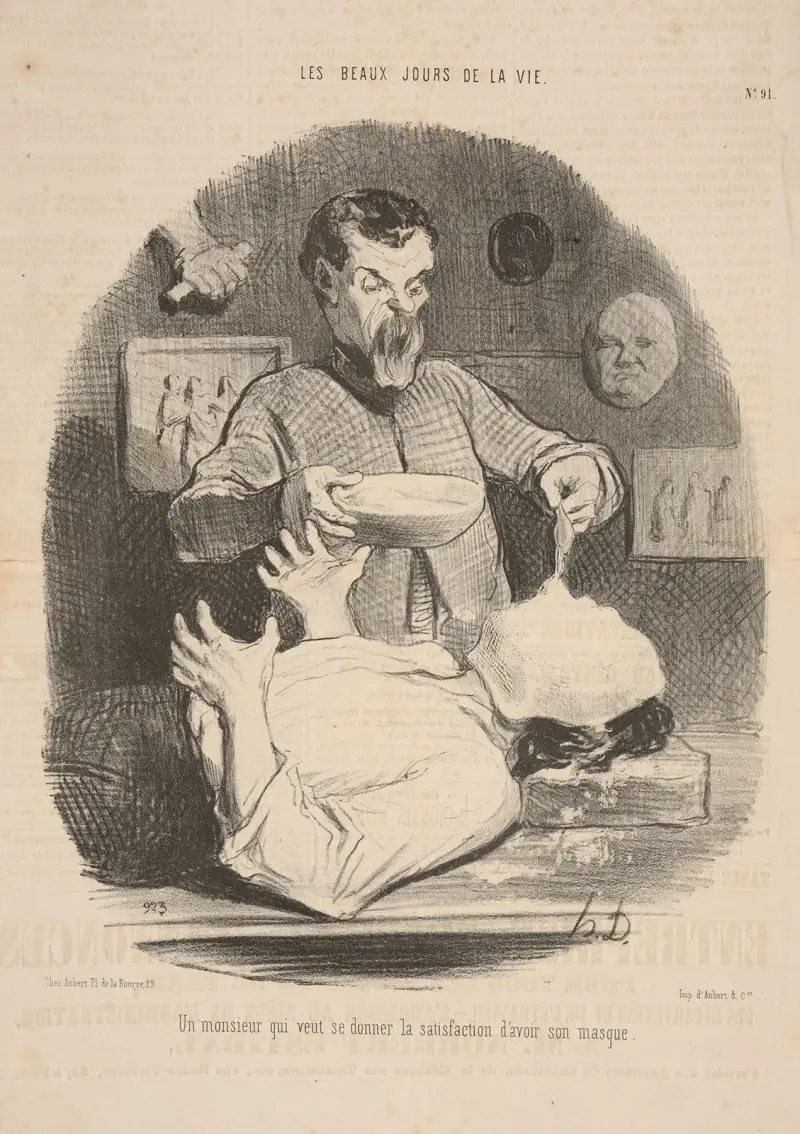 A man who wants to give himself the satisfaction of having his mask av Honoré Daumier