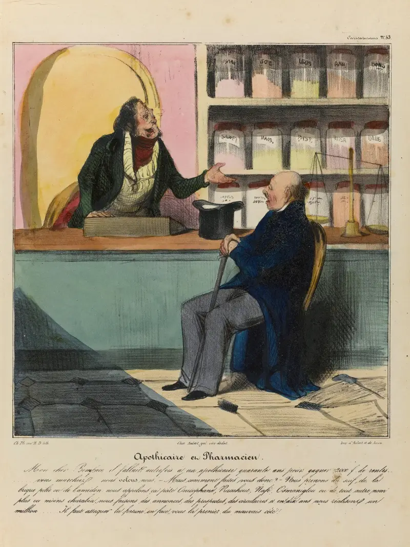 Apotekare i apotek av Honoré Daumier