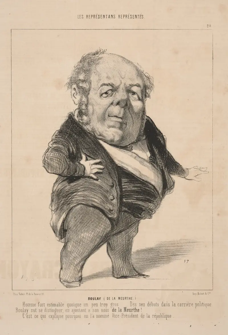 Boulay fat man with right hand on hip. av Honoré Daumier