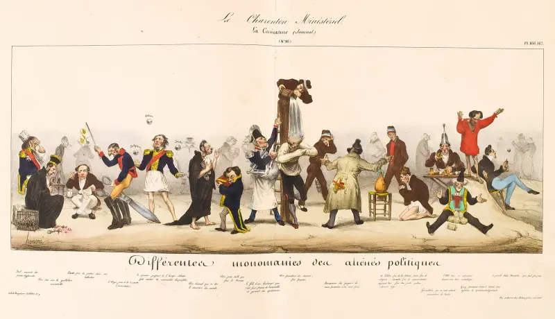 Olika slags monomanier hos politiska vansinniga av Honoré Daumier