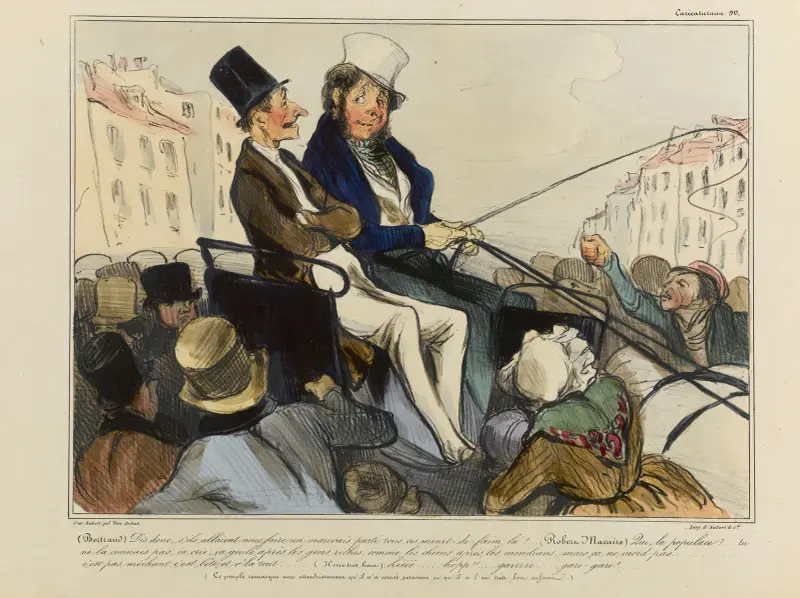 (Bertrand) Dis donc, s’ils allaient nous faire un mauvais parti tous ces meurt-de-faim-là … av Honoré Daumier
