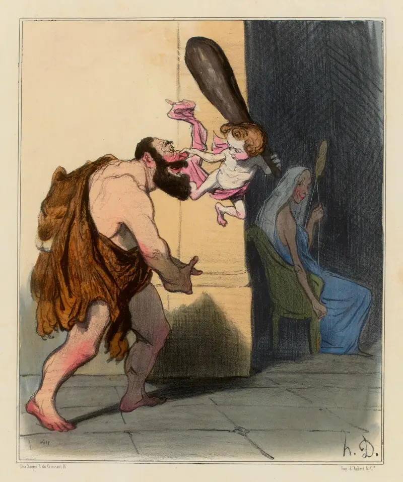 Herkules tämjd av kärleken av Honoré Daumier
