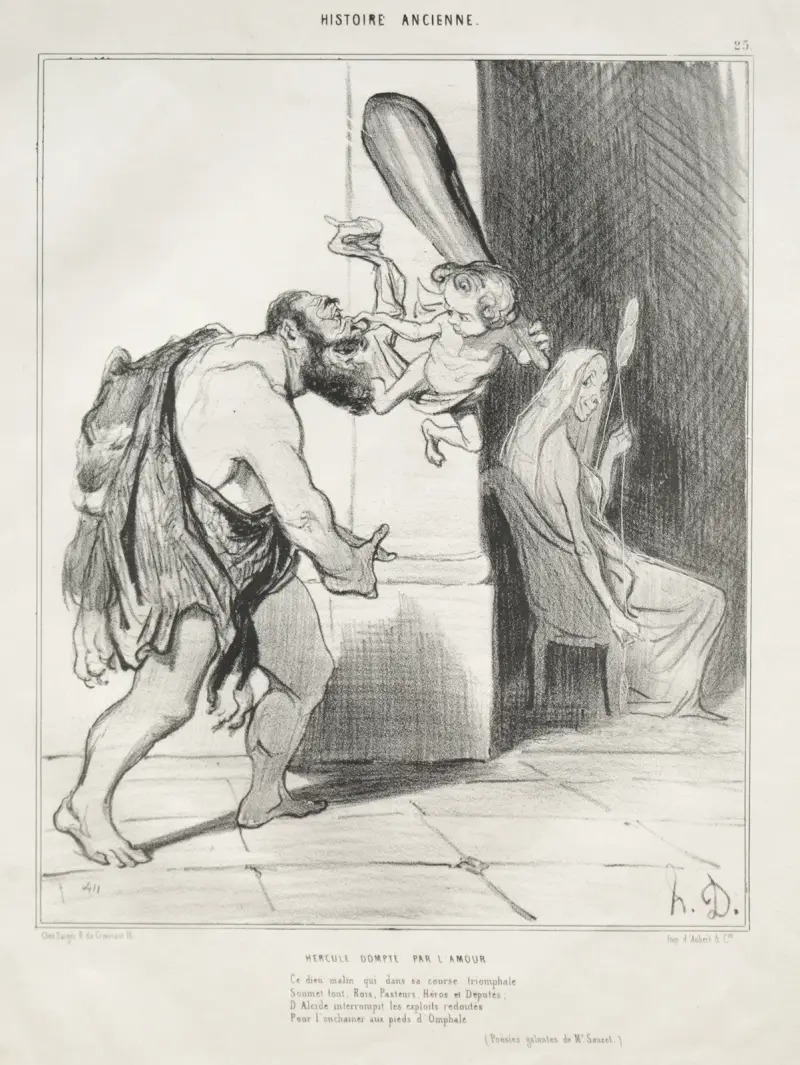 Herkules tämjd av kärleken av Honoré Daumier