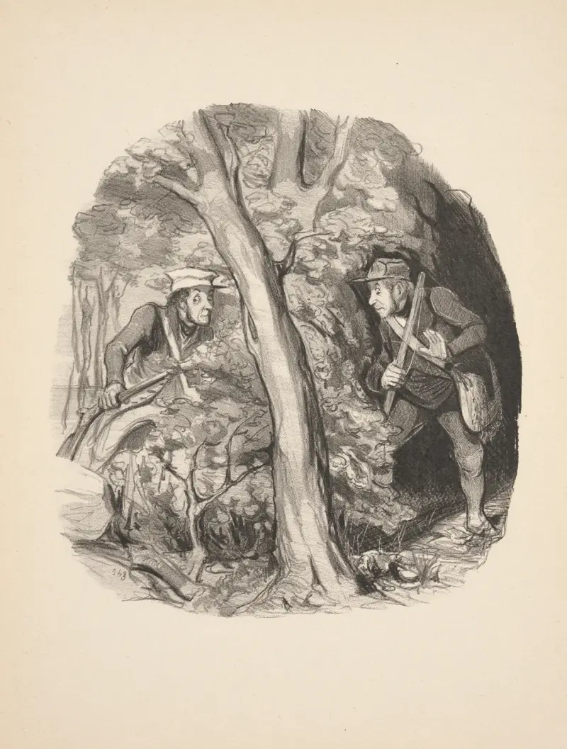 Jakt och fiske, plansch 10 av Honoré Daumier