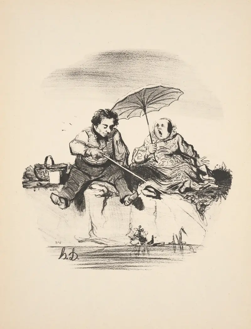 Jakt och fiske, plansch 23 av Honoré Daumier