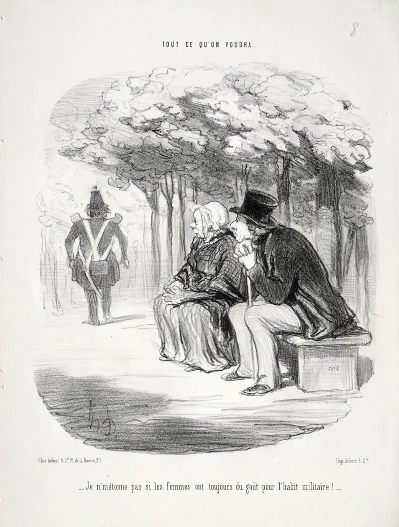 I am not surprised women are still fond of men in uniform. av Honoré Daumier