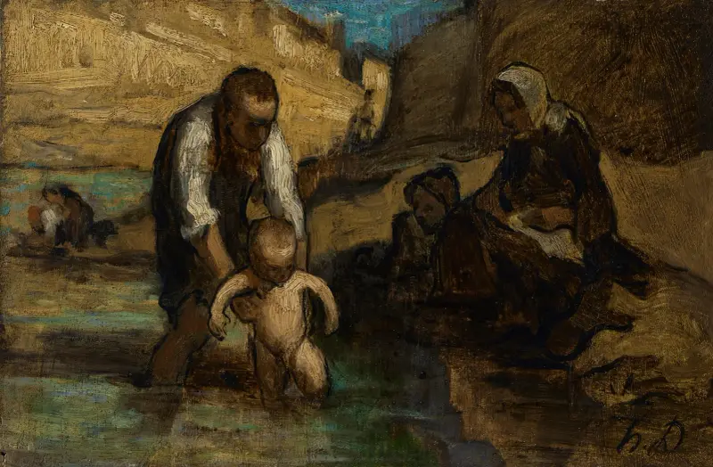 Det första badet av Honoré Daumier